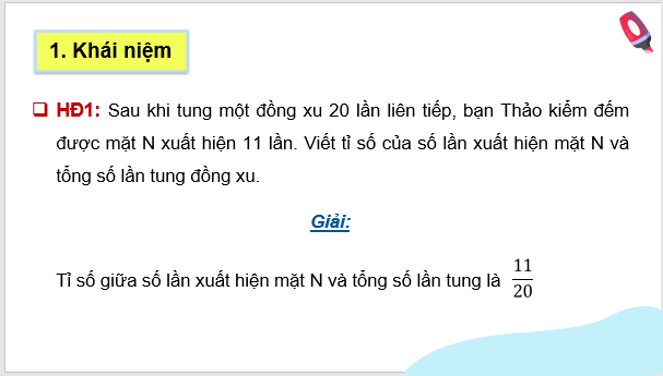 Giáo án điện tử Toán 8 Bài 5: Xác suất thực nghiệm của một biến cố trong một số trò chơi đơn giản | PPT Toán 8 Cánh diều