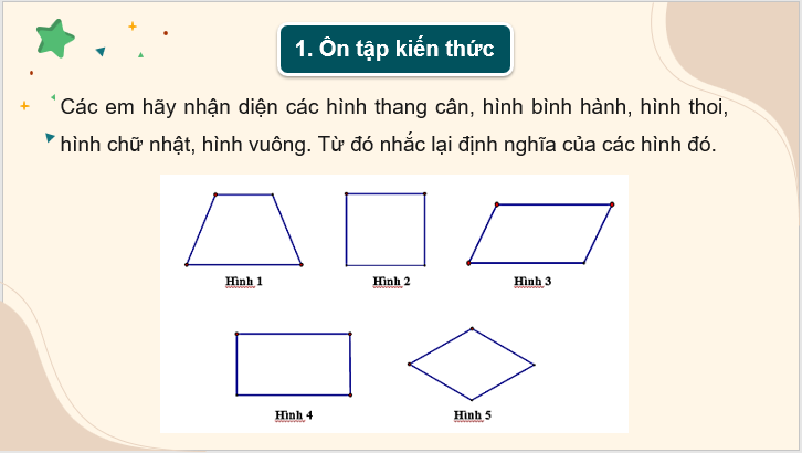 Giáo án điện tử Toán 8 Hoạt động 2: Làm tranh treo tường minh họa các loại hình tứ giác đặc biệt | PPT Toán 8 Chân trời sáng tạo