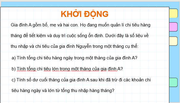 Giáo án điện tử Toán 8 Chủ đề 1: Quản lí tài chính cá nhân | PPT Toán 8 Cánh diều