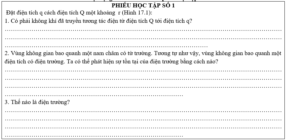 Giáo án Vật Lí 11 Kết nối tri thức Bài 17: Khái niệm điện trường