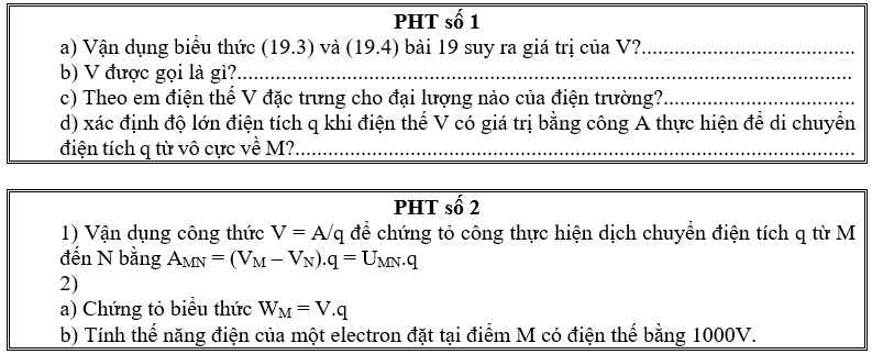 Giáo án Vật Lí 11 Kết nối tri thức Bài 20: Điện thế