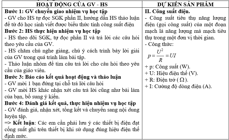 Giáo án Vật Lí 11 Kết nối tri thức Bài 25: Năng lượng và công suất điện