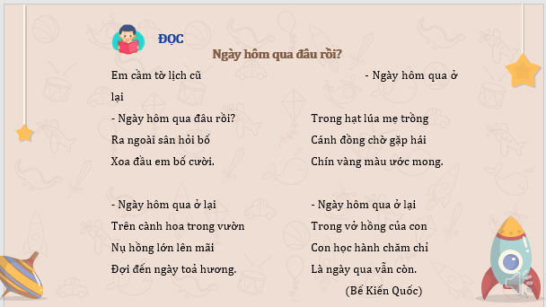 Giáo án điện tử Ngày hôm qua đâu rồi lớp 2 | PPT Tiếng Việt lớp 2 Kết nối tri thức