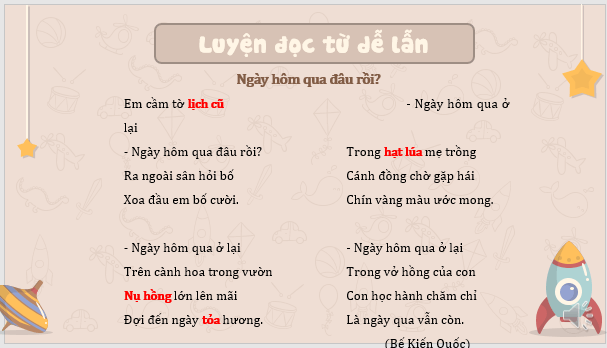 Giáo án điện tử Ngày hôm qua đâu rồi lớp 2 | PPT Tiếng Việt lớp 2 Kết nối tri thức