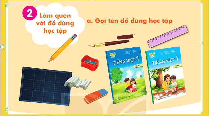 Giáo án điện tử Làm quen với trường lớp, bạn bè; làm quen với đồ dùng học tập lớp 1 | PPT Tiếng Việt lớp 1 Kết nối tri thức