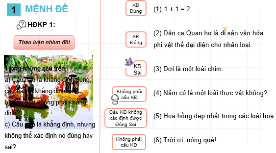 Giáo án điện tử Toán 10 Chân trời Bài 1: Mệnh đề | PPT Toán 10 Chân trời sáng tạo