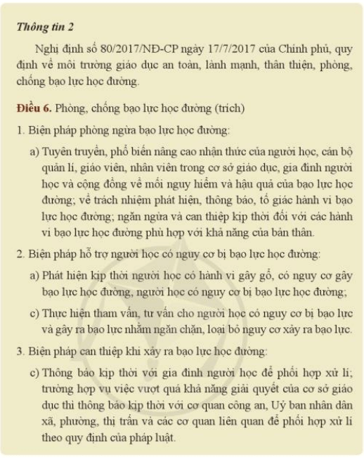 Em hãy đọc các hội thông tin để trả lời câu hỏi trong các trường hợp sau: a) Em hãy chỉ ra