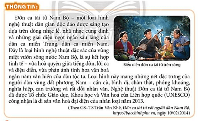 Ngoài Đờn ca tài tử Nam Bộ em còn biết những di sản văn hóa nào?