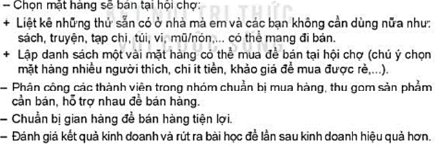 Em hãy cùng các bạn trong nhóm lập kế hoạch kinh doanh tại hội chợ