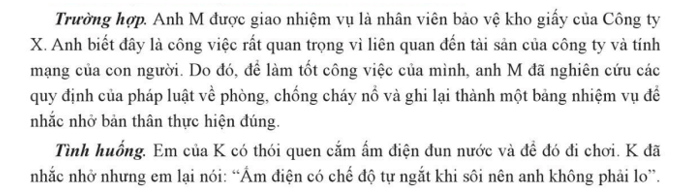 Em hãy nhận xét thái độ, hành vi của anh M trong trường hợp trên