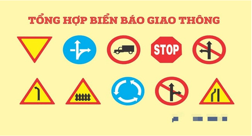 Tập nhận biết biển báo hiệu đường bộ và thực hiện các động tác điều khiển giao thông.