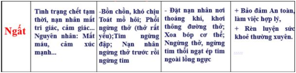 Trình bày nguyên nhân, triệu chứng, cấp cứu ban đầu và các biện pháp đề phòng