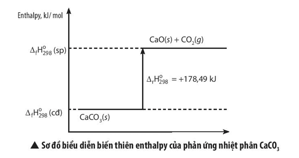 Vận dụng để vẽ sơ đồ biểu diễn biến thiên enthalpy của phản ứng nhiệt phân