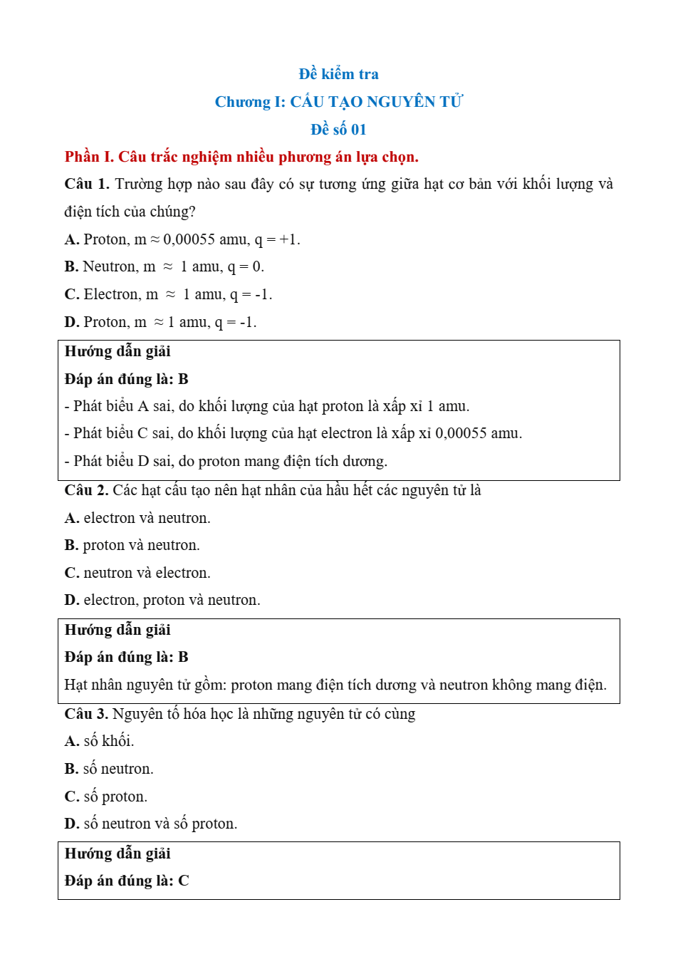 Đề kiểm tra Hóa học 10 Chân trời sáng tạo Chương 1 (có lời giải)