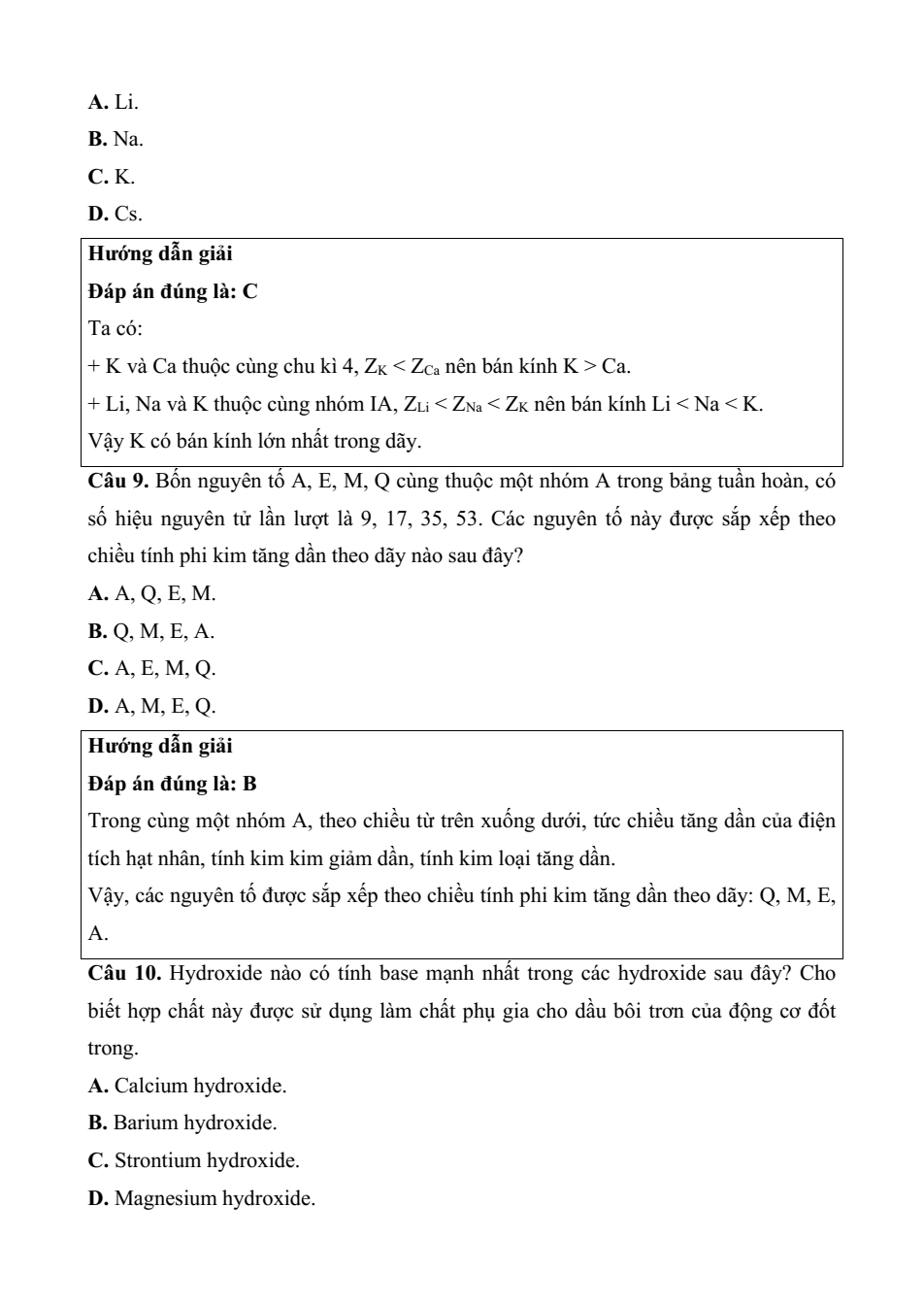 Đề kiểm tra Hóa học 10 Chân trời sáng tạo Chương 2 (có lời giải)