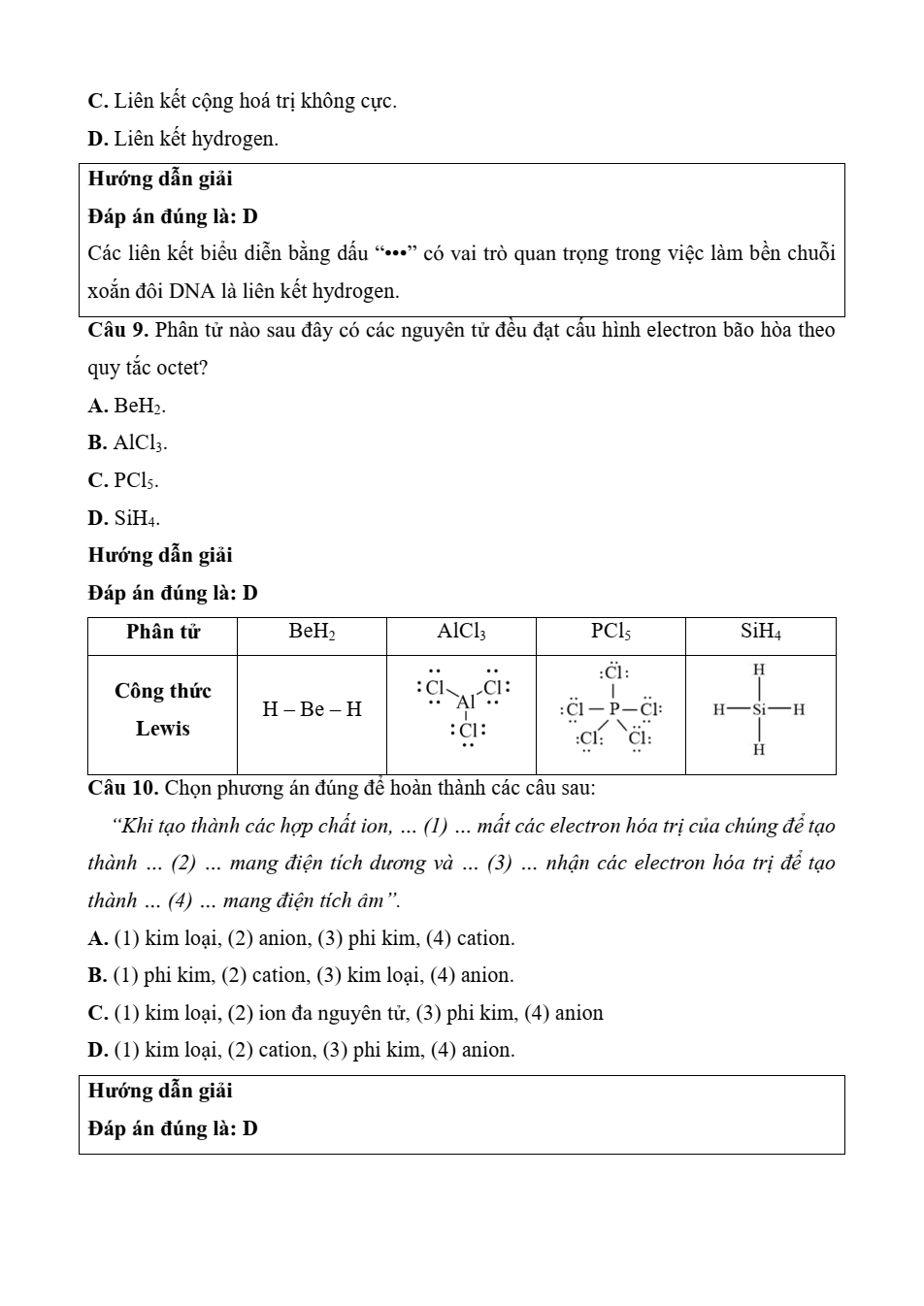 Đề kiểm tra Hóa học 10 Chân trời sáng tạo Chương 3 (có lời giải)