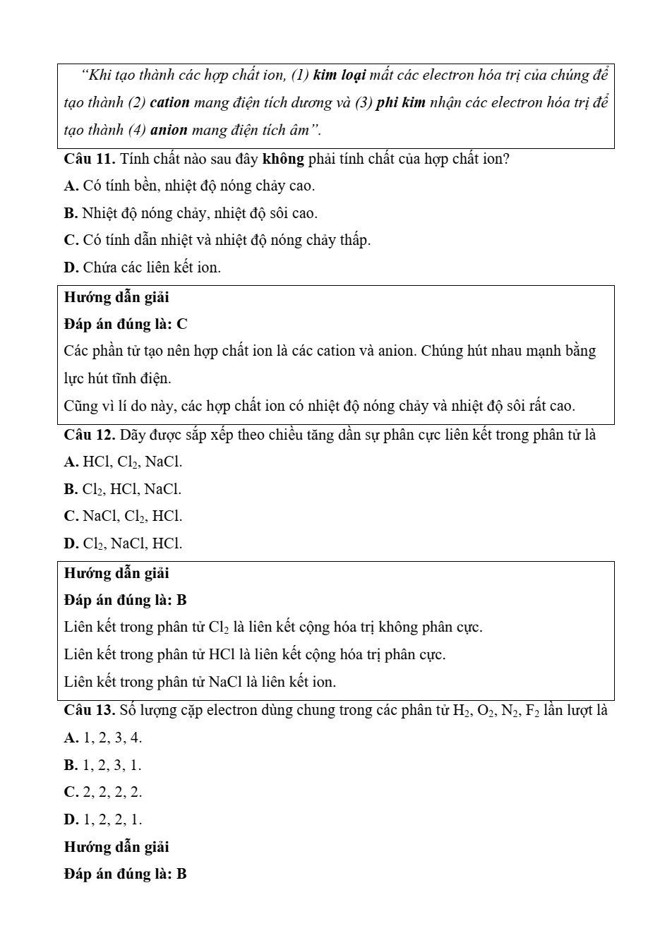 Đề kiểm tra Hóa học 10 Chân trời sáng tạo Chương 3 (có lời giải)