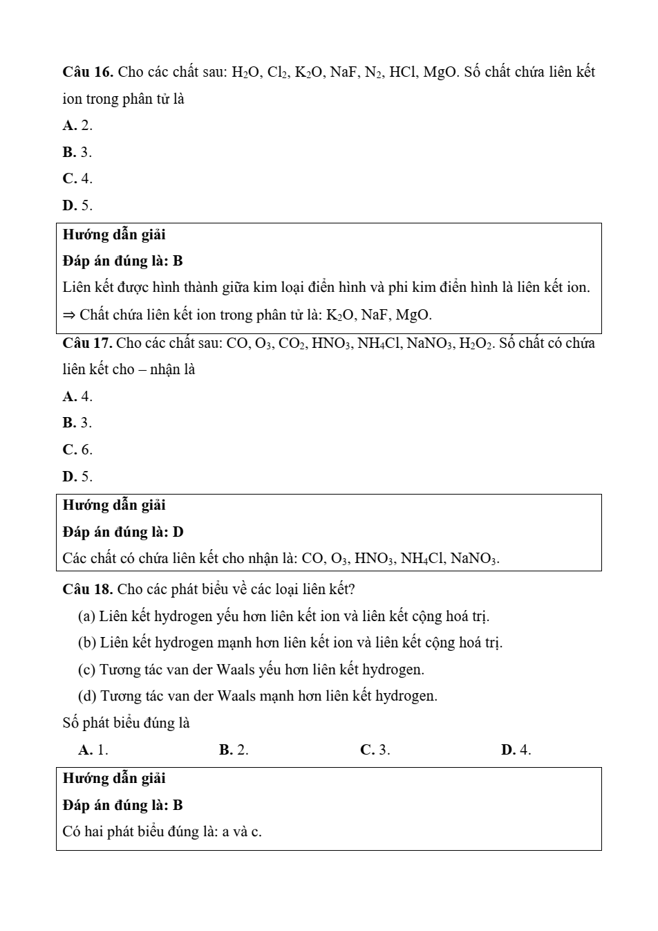 Đề kiểm tra Hóa học 10 Chân trời sáng tạo Chương 3 (có lời giải)