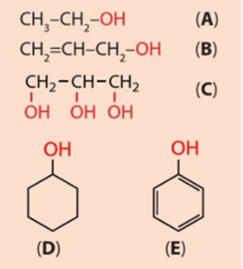 Cho các chất A B C D và E có công thức cấu tạo như sau