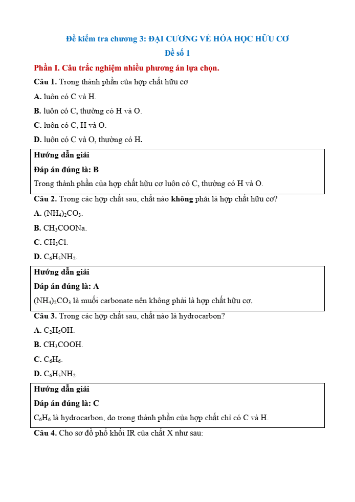 Đề kiểm tra Hóa học 11 Chân trời sáng tạo Chương 3 (có lời giải)