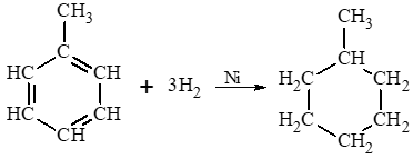 Viết phương trình hoá học của phản ứng xảy ra khi hydrogen hoá hoàn toàn toluene và p – xylene