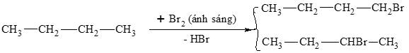 Viết sơ đồ phản ứng của butane với bromine trong điều kiện có chiếu sáng