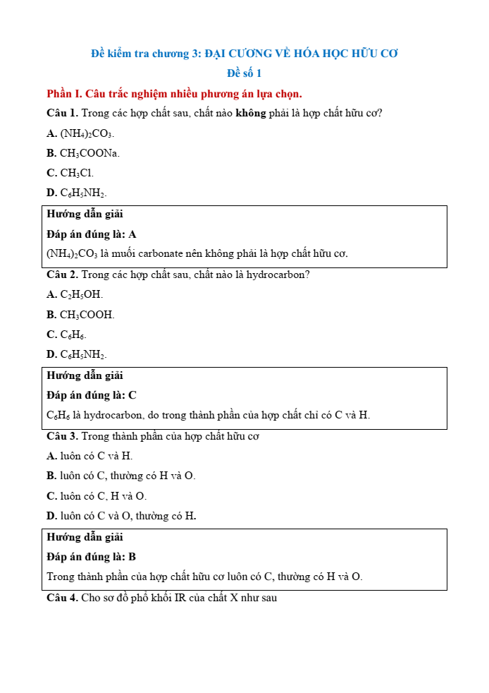 Đề kiểm tra Hóa học 11 Kết nối tri thức Chương 3 (có lời giải)
