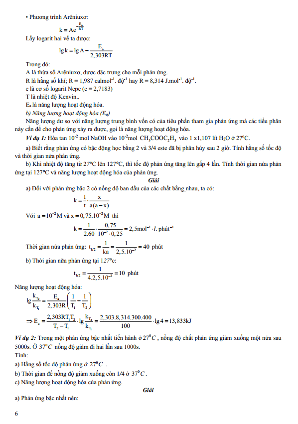 Chuyên đề bồi dưỡng HSG Hóa học 10 Động hóa học (có lời giải)