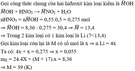 Phương pháp trung bình trong hóa học vô cơ hay, chi tiết, có lời giải