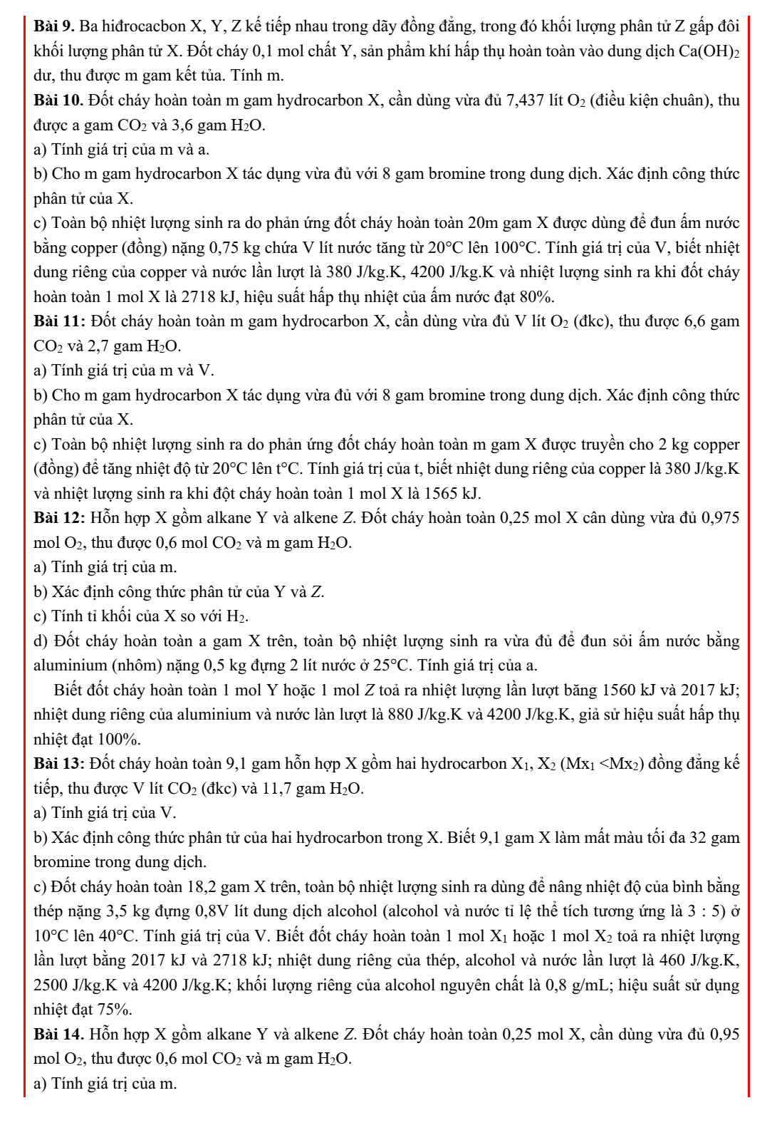 Chuyên đề bồi dưỡng HSG Hóa học 9 Alkene (có lời giải)