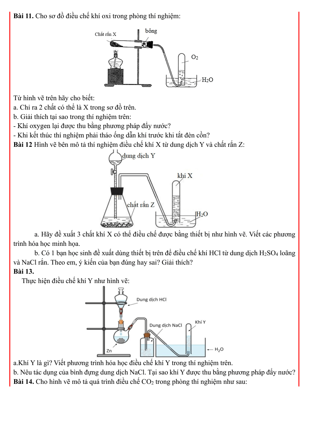 Chuyên đề bồi dưỡng HSG Hóa học 9 Bài tập hình vẽ thí nghiệm hóa học (có lời giải)