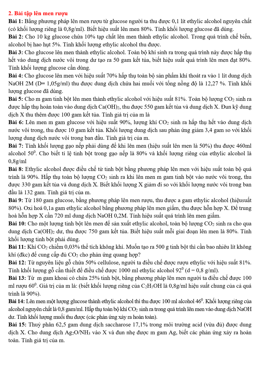 Chuyên đề bồi dưỡng HSG Hóa học 9 Carbohydrate (có lời giải)