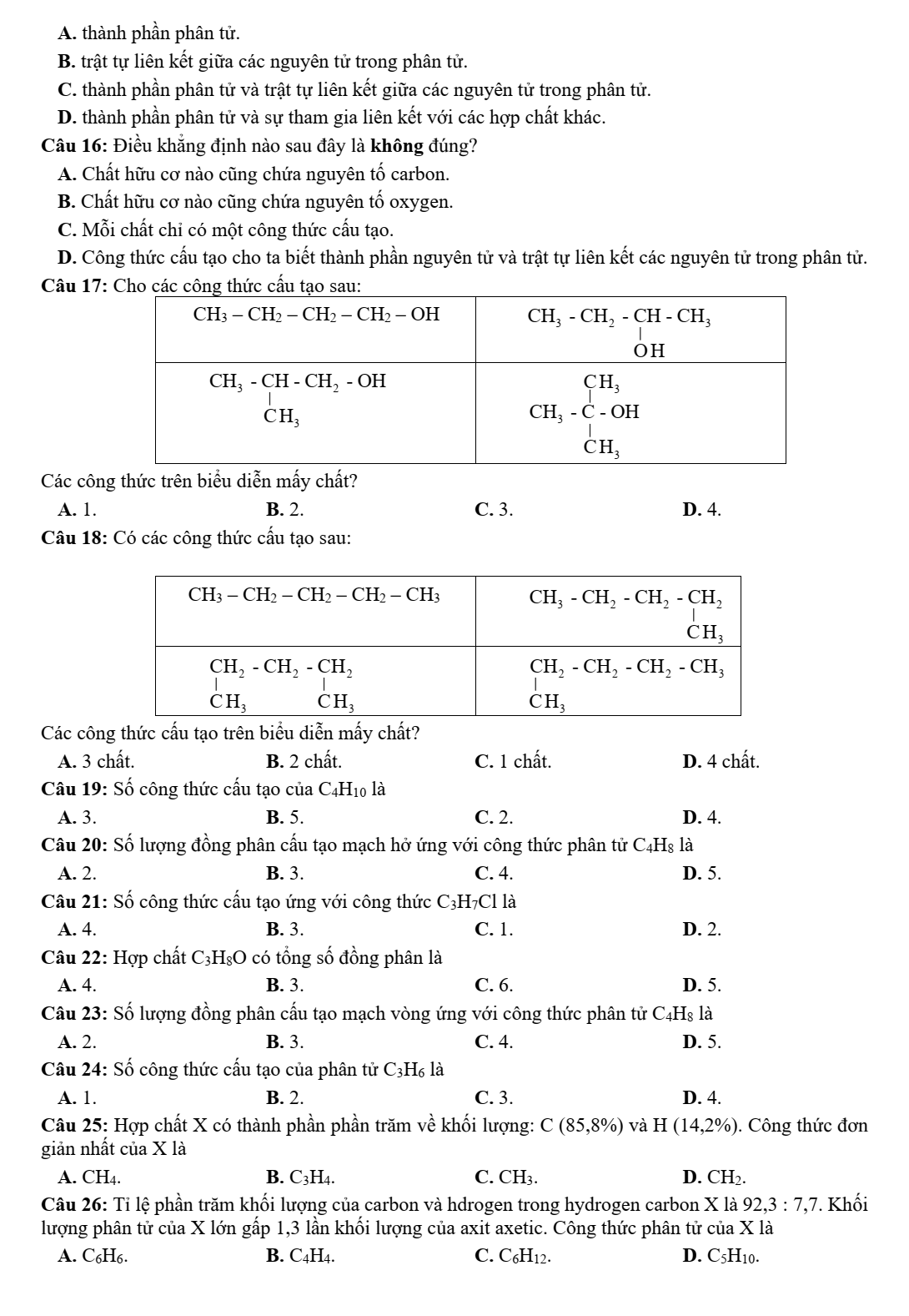 Chuyên đề bồi dưỡng HSG Hóa học 9 Đại cương về hóa học hữu cơ cấu tạo phân tử hợp chất hữu cơ (có lời giải)
