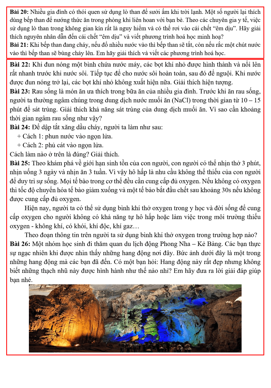 Chuyên đề bồi dưỡng HSG Hóa học 9 Nêu hiện tượng, giải thích hiện tượng thực tế (có lời giải)