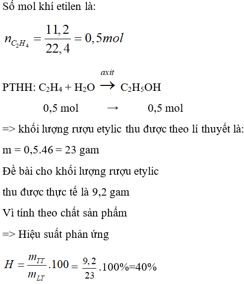 Trắc nghiệm Hóa 9 Bài 44 (có đáp án): Rượu etylic (phần 2)