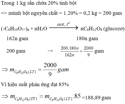 Trắc nghiệm Hóa 9 Bài 52 (có đáp án): Tinh bột và Cellulose (phần 2)