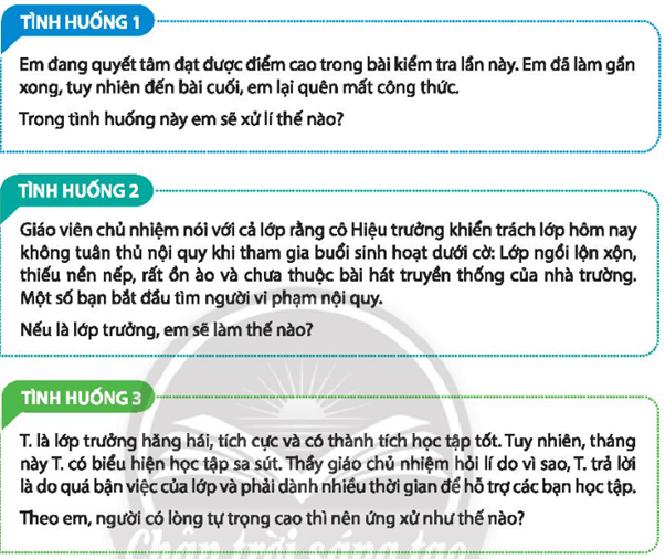 Đóng vai xử lí tình huống Câu 1 trang 11 Hoạt động trải nghiệm 10