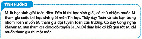 Đóng vai M để thể hiện sự tự chủ trong tình huống sau