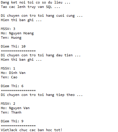 Di chuyển trong Result Set trong JDBC