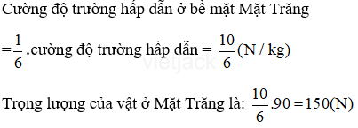 Biết cường độ trường hấp dẫn ở bề mặt Mặt Trăng bằng 1/6 cường độ trường