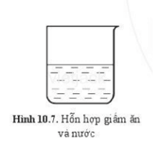 Cho một thìa nhỏ giấm ăn vào nước. Hỗn hợp tạo thành