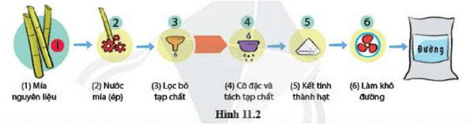 Quá trình sản xuất đường ăn trong công nghiệp được thực hiện theo sơ đồ sau