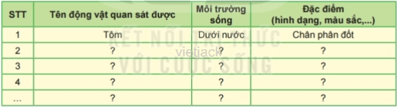 Hoàn thành bảng thu hoạch theo mẫu sau