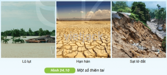 Quan sát hình 34.10 và nêu một số thiên tai ở nước ta