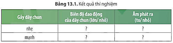 Tiến hành thí nghiệm 1 và hoàn thành các thông tin theo mẫu Bảng 13.1