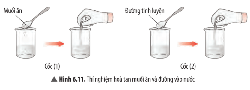 Quan sát thí nghiệm 1 (Hình 6.11, 6.12) và đánh dấu để hoàn thành bảng sau