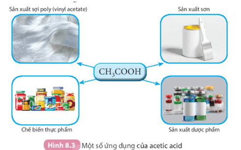 Sử dụng Hình 8.3 để trình bày về các ứng dụng của acetic acid