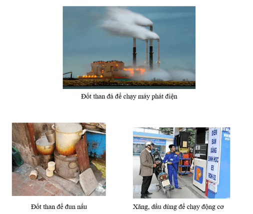 Than, xăng, dầu, … là nhiên liệu hoá thạch, được sử dụng chủ yếu 