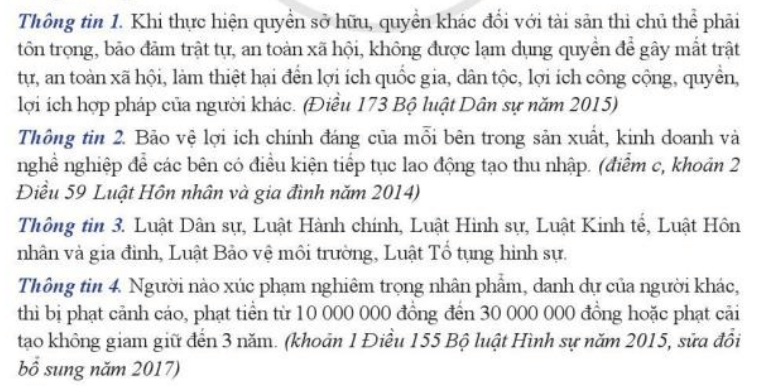 Em hãy đọc các thông tin dưới đây và cho biết đâu là quy phạm pháp luật