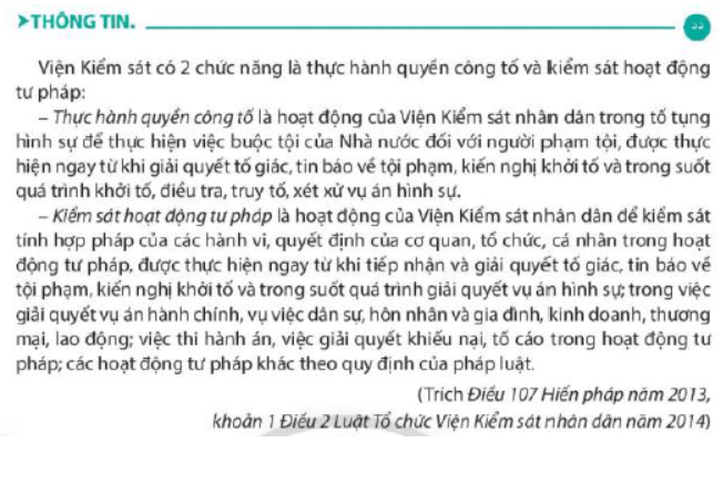 Em hãy trình bày chức năng của Viện Kiểm sát nhân dân